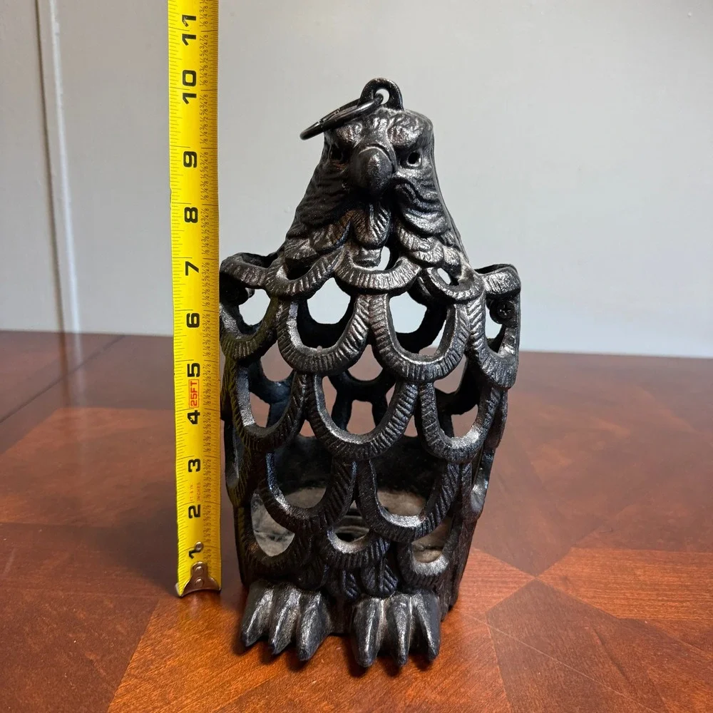 Vintage‎ Cast Iron Hanging Eagle Lantern Rustic Bird